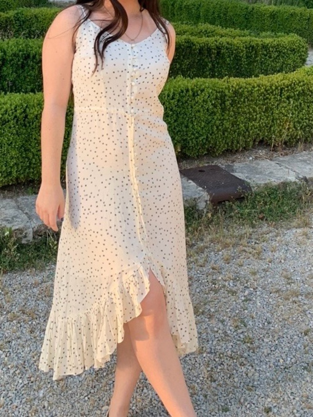 Rails Cream Polka Dot High-Low Dress